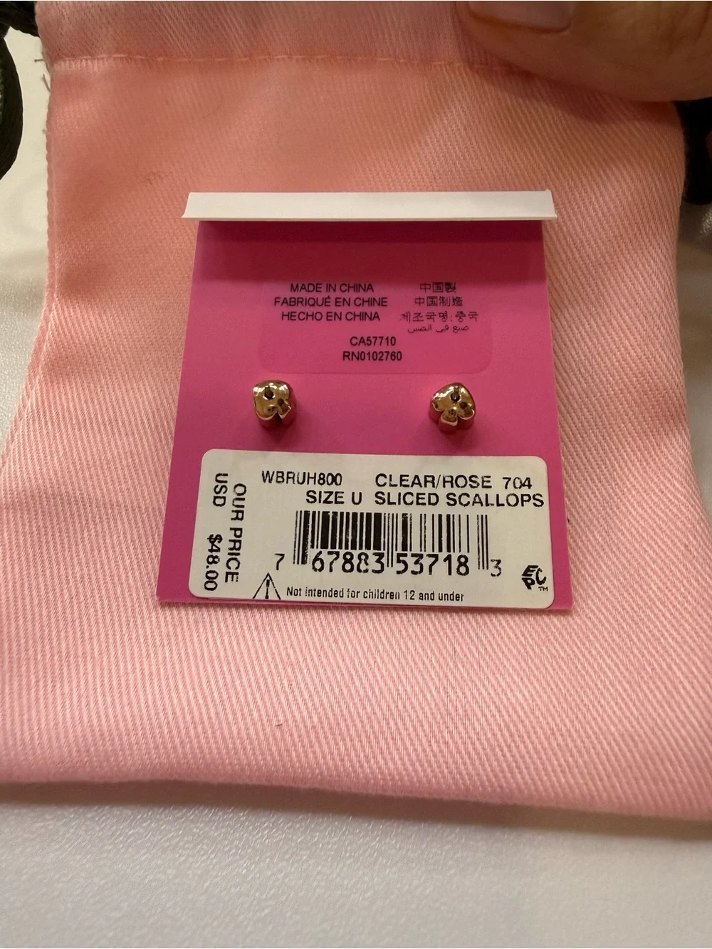 Kate Spade New York Rose Gold Pavé CZ Half Moon Stud Earrings